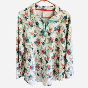 VERA BRADLEY French Terry Pullover Tropical Floral 1/4 Zip LS Plus Sz XXL NWOT